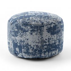Pouffe HENGER 50 x 50 x 50 cm Boho 2809 lábtartó, világos szürke / sötétkék