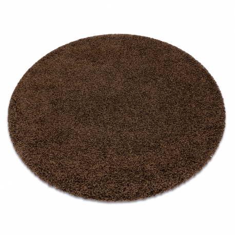 Kulatý koberec SOFFI shaggy 5cm hnědý kruh 100 cm