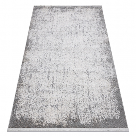 сучасний килим REBEC бахромою 51188A - два рівні флісу крем / сірий