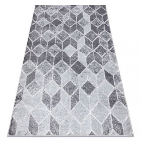 модерен MEFE килим B400 Кубче, геометричен 3D - structural две нива на руно тъмно сив