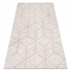 Modern MEFE carpet B403 Cube, geometric 3D - structural two levels of fleece cream / beige