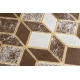 Moderný MEFE koberec B400 vzor kocka, geometrický 3D - Štrukturálny, dve vrstvy rúna tmavo-béžová