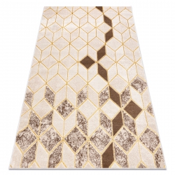 Moderný MEFE koberec B400 vzor kocka, geometrický 3D - Štrukturálny, dve vrstvy rúna krémová / béžová