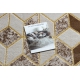 Tapete MEFE moderno B400 Cubo, geométrico 3D - Structural dois níveis de lã cinza creme / bege