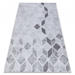 Moderný MEFE koberec B400 vzor kocka, geometrický 3D - Štrukturálny, dve vrstvy rúna sivá