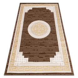 Modern MEFE carpet 9096 Frame, greek key - structural two levels of fleece beige / brown