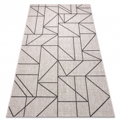 Fonott sizal floorlux szőnyeg 20605 ezüst / fekete / bézs HÁROMSZÖGEK, GEOMETRIAI 