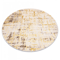 Modern MEFE carpet circle 8722 Lines vintage - structural two levels of fleece beige / gold