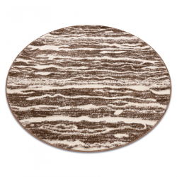 Moderní MEFE Vlny kulatý koberec 8761 - Strukturální, dvě úrovně rouna tmavě-béžový