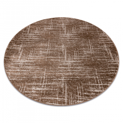 Modern MEFE matta cirkel 9401 Lines vintage - structural två nivåer av hudna beige / brun