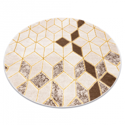 Modern MEFE matta cirkel B400 Kub, geometrisk 3D - structural två nivåer av hudna kräm / beige