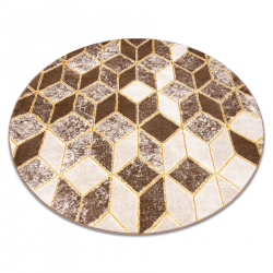 Modern MEFE matta cirkel B400 Kub, geometrisk 3D - structural två nivåer av hudna mörk beige