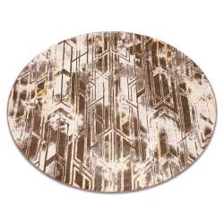 модерен MEFE килим кръг B402 Vintage - structural две нива на руно тъмно бежово