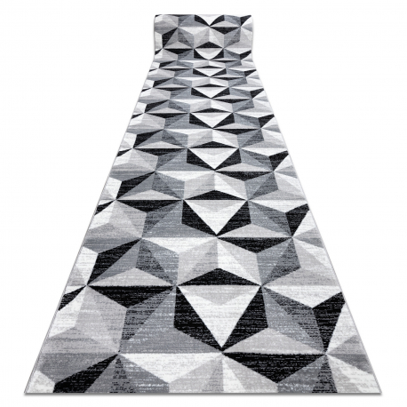 Tapis de couloir ARGENT - W6096 TRIANGLES 3D gris / noir