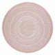 Fonott sizal Flat szőnyeg kör 48834562 Pontok elpirul rózsaszín