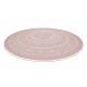 Fonott sizal Flat szőnyeg kör 48834562 Pontok elpirul rózsaszín