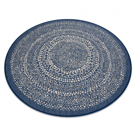 Okrúhly koberec FLAT 48834591 SISAL Bodky modrá