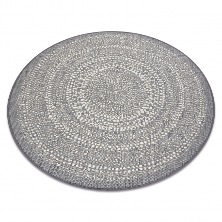 Okrúhly koberec FLAT 48834637 SISAL Bodky sivá
