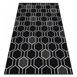 Covor SPRING 20404993 Hexagon sisal, buclat - negru