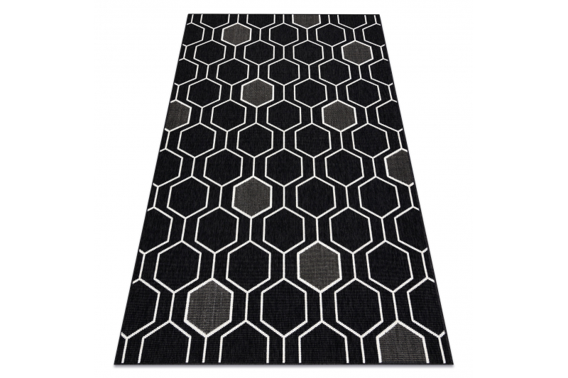 Dywan SPRING 20404993 Hexagon sznurkowy, pętelkowy - czarny - Rozmiar : 140x200 cm