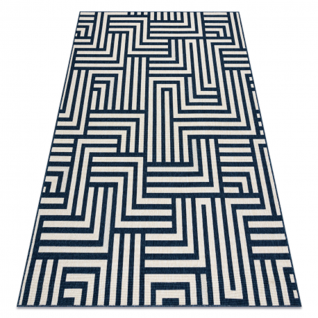Paklājs SPRING 20421994 labirints, rindas, cilpu - krēms / zils