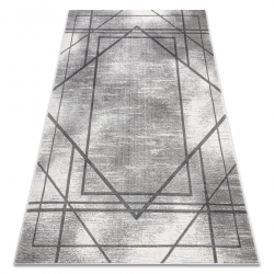 Modern NOBLE Teppich 1520 45 Vintage, Geometrisch, Linien - Strukturell zwei Ebenen aus Vlies grau