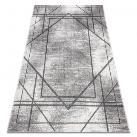 Paklājs NOBLE moderns 1520 45 Nodiluma efekts, ģeometriskas, rindas, struktūra - divi sariņu līmeņi pelēks