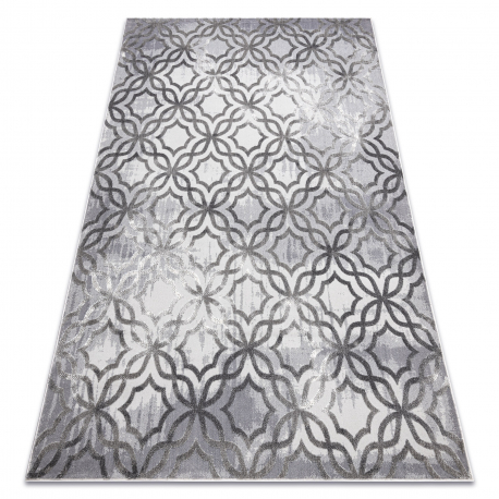 Tapete NOBLE moderno 1532 45 vintage, treliças marroquinas - Structural dois níveis de lã cinza cinzento