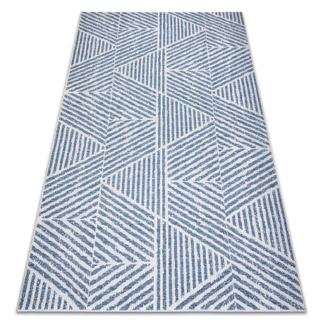 Tappeto COLOR 47176360 SISAL linee, triangoli, zigzag beige / blu