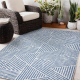 Carpet COLOR 47176360 SISAL lines, triangles, zigzag beige / blue