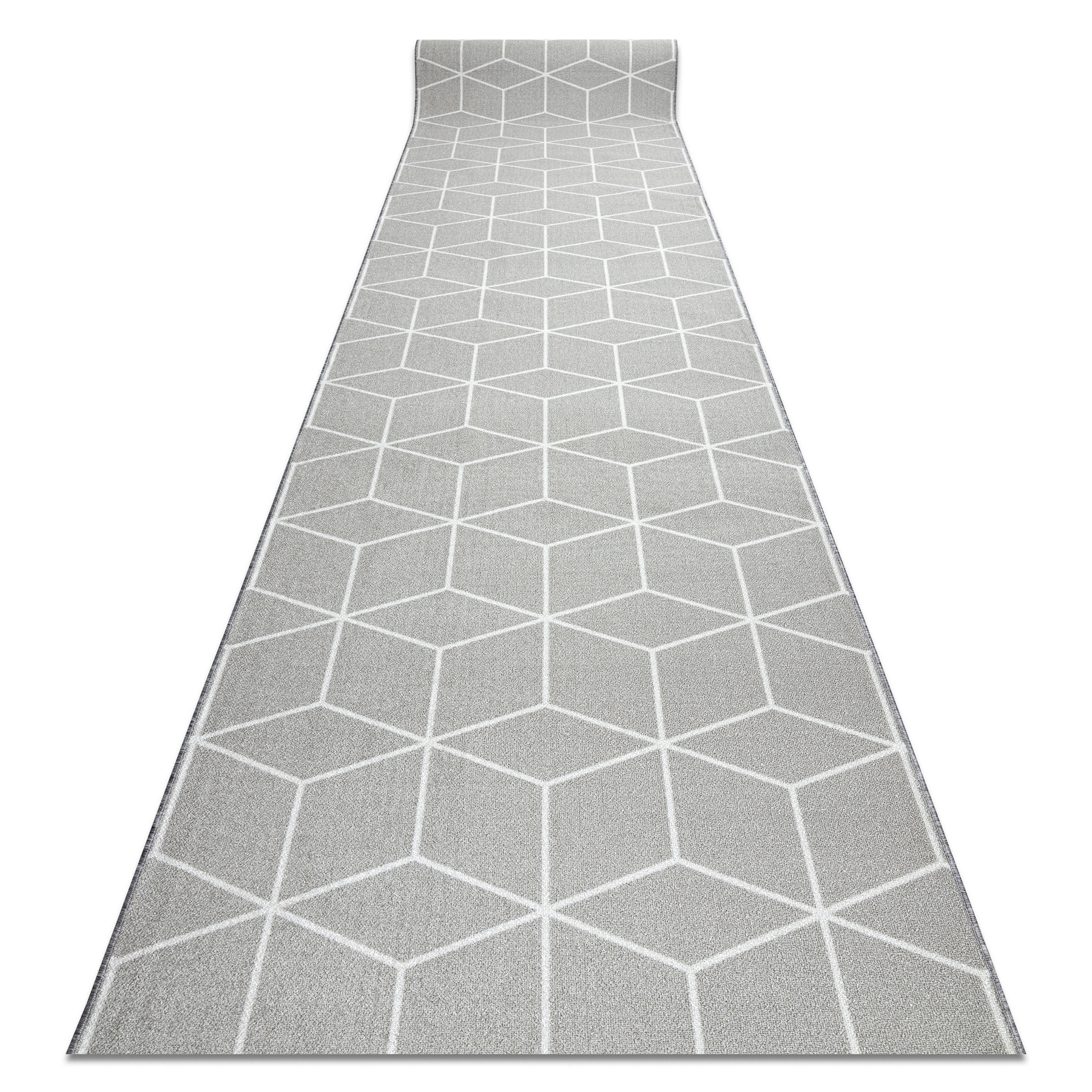 Anti Slip durable Hallway CUBE grey geometric 3D gum Any Size High Quality