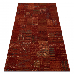 Tapis en laine KASHQAI 4329 300 patchwork bordeaux