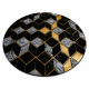 Tapete GLOSS redondo moderno 400B 86 à moda, glamour, art deco, 3D geométrico preto / ouro