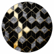 Σύγχρονο GLOSS κύκλος Χαλί 400B 86 κομψό, αίγλη, αρ ντεκό, 3D γεωμετρική μαύρο / χρυσός