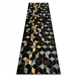 Modern GLOSS Carpet, Runner 400B 86 stylish, glamour, art deco, 3D geometric black / gold