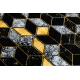 Σύγχρονο GLOSS Χαλί, Δρομέας 400B 86 κομψό, αίγλη, αρ ντεκό, 3D γεωμετρική μαύρο / χρυσός