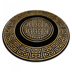 Модеран GLOSS круг Тепих 6776 86 стилски, Рам, грчки црн / злато