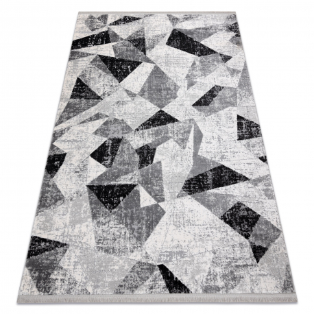 Moderní koberec TULS strukturální, střapce 51211 Geometrický antracit