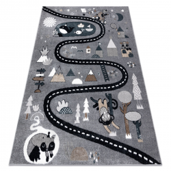 Carpet FUN Route for children, street, animals grey
