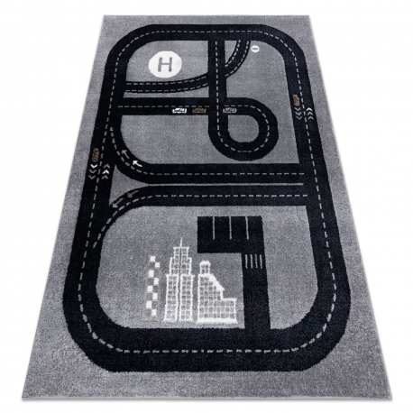 Carpet FUN Track for children, street, town grey
