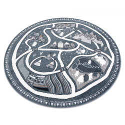 Tapijt FUN Land voor kinderen, dorp, straten, wiel - blauw