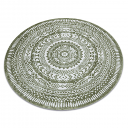 Covor ECO SISAL MOROC 22322 romburi, linii, boho franjuri - structural bej / cremă