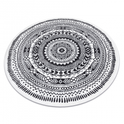 Tappeto ECO SIZAL MOROC 22331 Astrazione boho franges - strutturale beige / crema