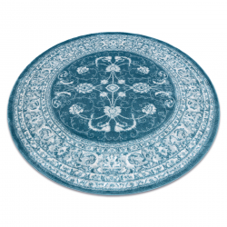 модерен MEFE килим кръг 2312 украшение - structural две нива на руно сметана / син