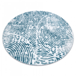 Modern MEFE Teppich Kreis 8725 Kreise Fingerabdruck - Strukturell zwei Ebenen aus Vlies creme / blau