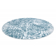 модерен MEFE килим кръг 8725 кръгове пръстови отпечатъци - structural две нива на руно сметана / син