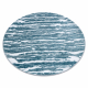 Modern MEFE Teppich Kreis 8761 Wellen - Strukturell zwei Ebenen aus Vlies creme / blau