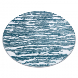 Moderne MEFE Teppe sirkel 8761 Bølger - strukturell to nivåer av fleece krem / blå
