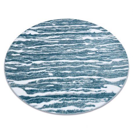Modern MEFE Teppich Kreis 8761 Wellen - Strukturell zwei Ebenen aus Vlies creme / blau