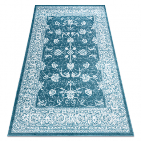 Moderní MEFE koberec 2312 Ornament - Strukturální,  dvě úrovně  rouna krém / modrý 80x150 cm
